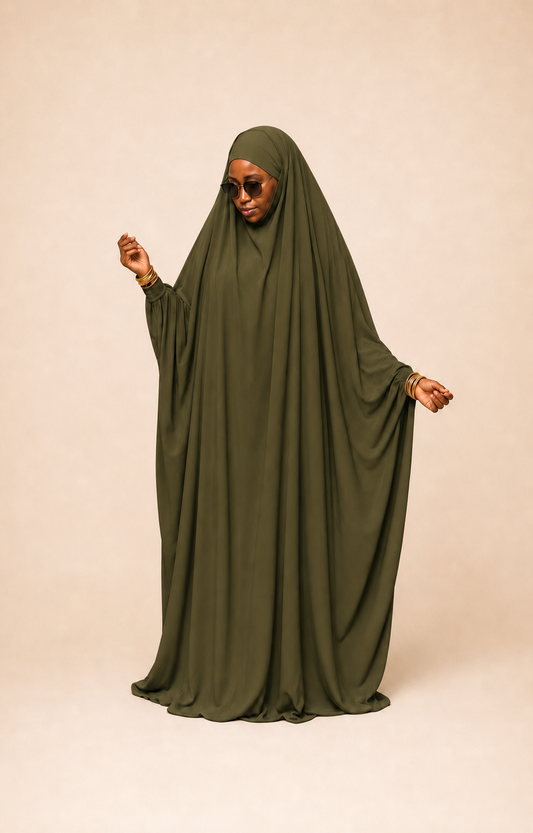 Kamilah Sleeve Style jilbab in Army Green